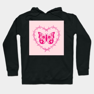 pink barbed wire butterfly Hoodie